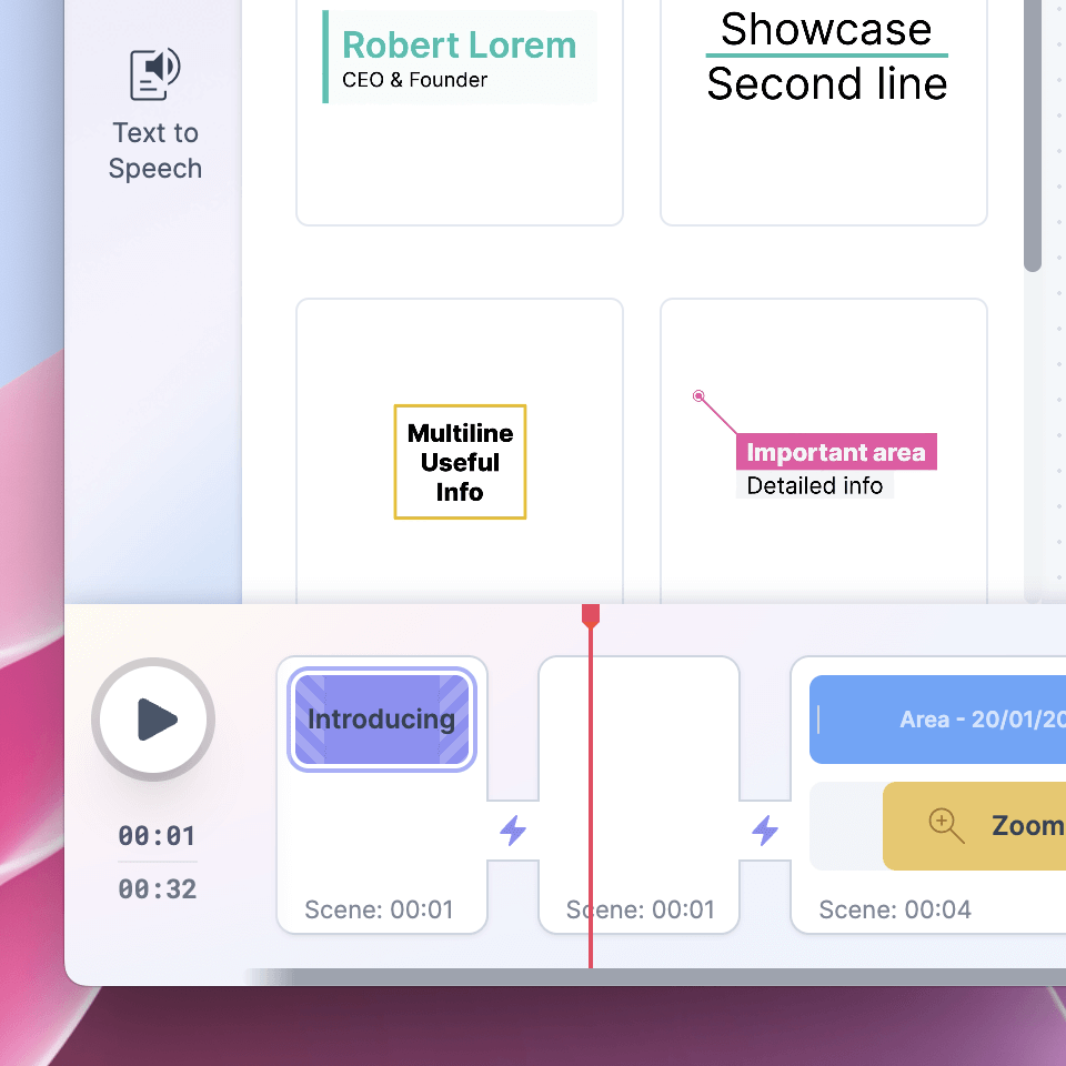 Multiple scenes interface preview
